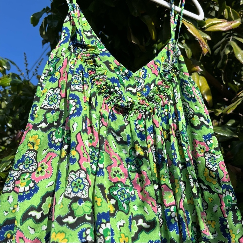 NWT Rhode Kari green floral print ruffle tank top - Picture 3 of 5